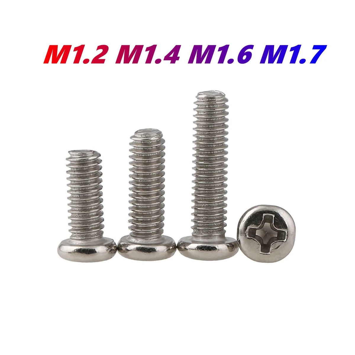 Phillips Pan Head Screws Bolts Small Machine Screws M1.2 M1.4 M4 Nickel Coating