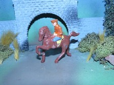 BARCLAY LEAD TOY SOLDIER CAVALRY OFFICER ON HORSE-REPAINTED