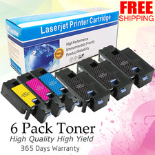 6 Pack 1250 CMYK Combo Toner Set for Dell 1250c 1350cnw 1355cn 1355cnw C1765nfw