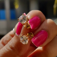 2Ct Round Cut Lab-Created Diamond 14k Yellow Gold Plated Solitaire Stud Earring