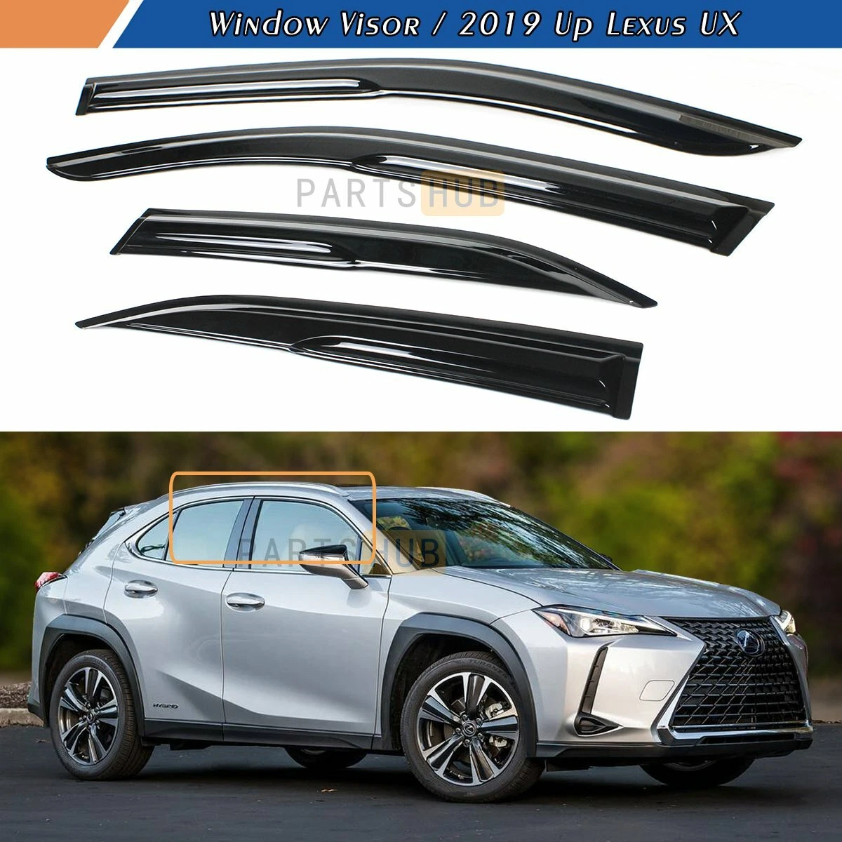 For 2019-2024 Lexus UX200 UX250h JDM 3D Mugen Style Window Visors Rain  Guards