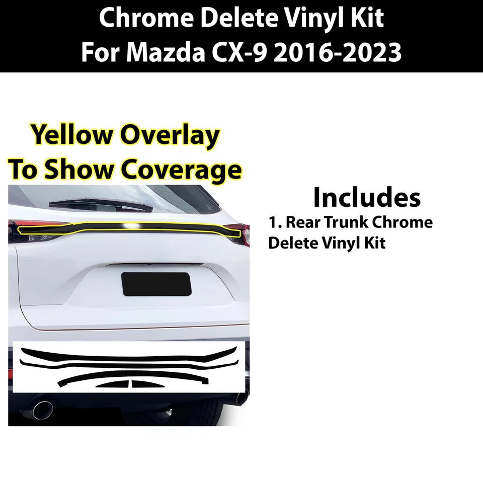 Compatível com Mazda CX-9 2016-2023 porta-malas traseiro cromado apagar decalque filme acabamento blackout - Imagem 2 de 4