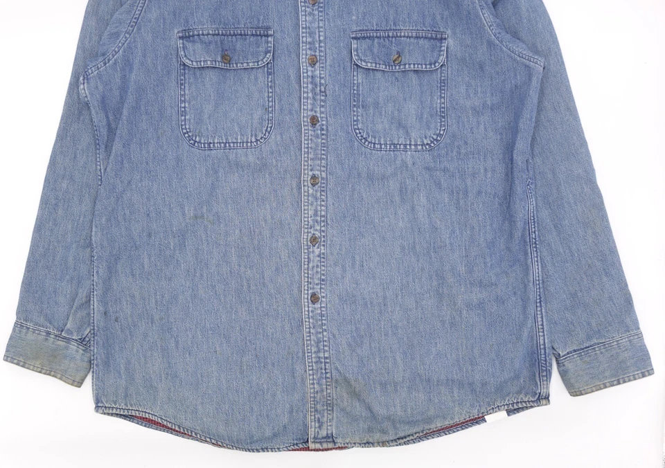 Vintage L.L.Bean Denim Button Up Plaid Lined Men’s XL Tall Made In The USA - Image 3 of 4