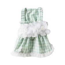 Pet Dress Plaid Traction Buckle Slip On Outing Clothes For Small Medium Dog Walk