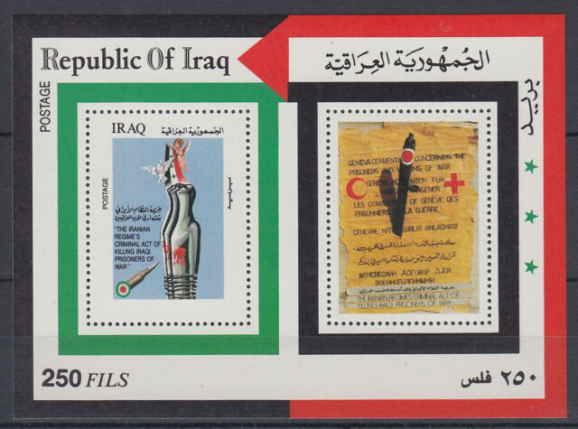Irak Iraq 1985 ** Bl.44 Krieg Gefangene Statue Genfer Konvention