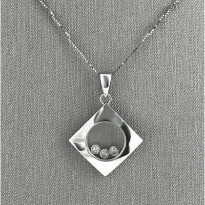 Chopard Square Shape Necklace 14K White Gold Plated Ct