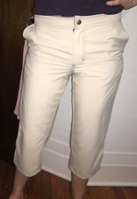 Prana Capri Cropped Pants Khaki Beige Made in USA Size SM