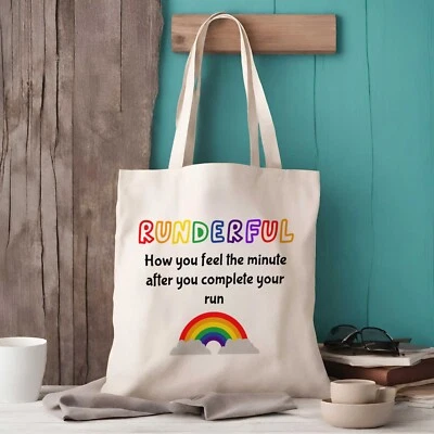 ELLIEBEANPRINTS Runderful Rainbow Tote Bag - 2 Sizes - Running Tote Gift - Running Shopping Bag