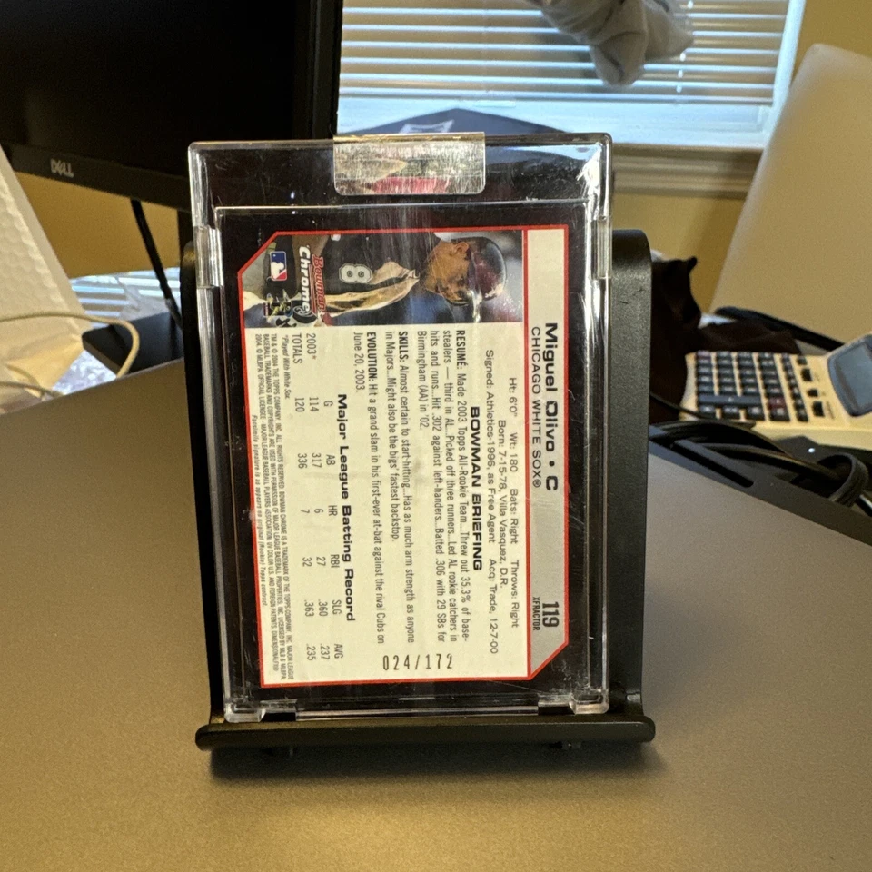 2004 Bowman Chrome XFRACTOR  White Sox Baseball Card #119 Miguel Olivo  - Image 2 of 3