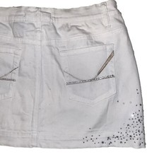 Vanilla Star White Cotton Stretch Mini Skirt With Rhinestones Size 7