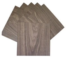 Walnut Wood Veneer, Raw/Fleece Backing - Pack of 6 - 9" x 9" x 0.50mm Sheets