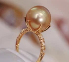 AAAA 11-12mm real natural south sea white gold round pearl ring S925 adjustable