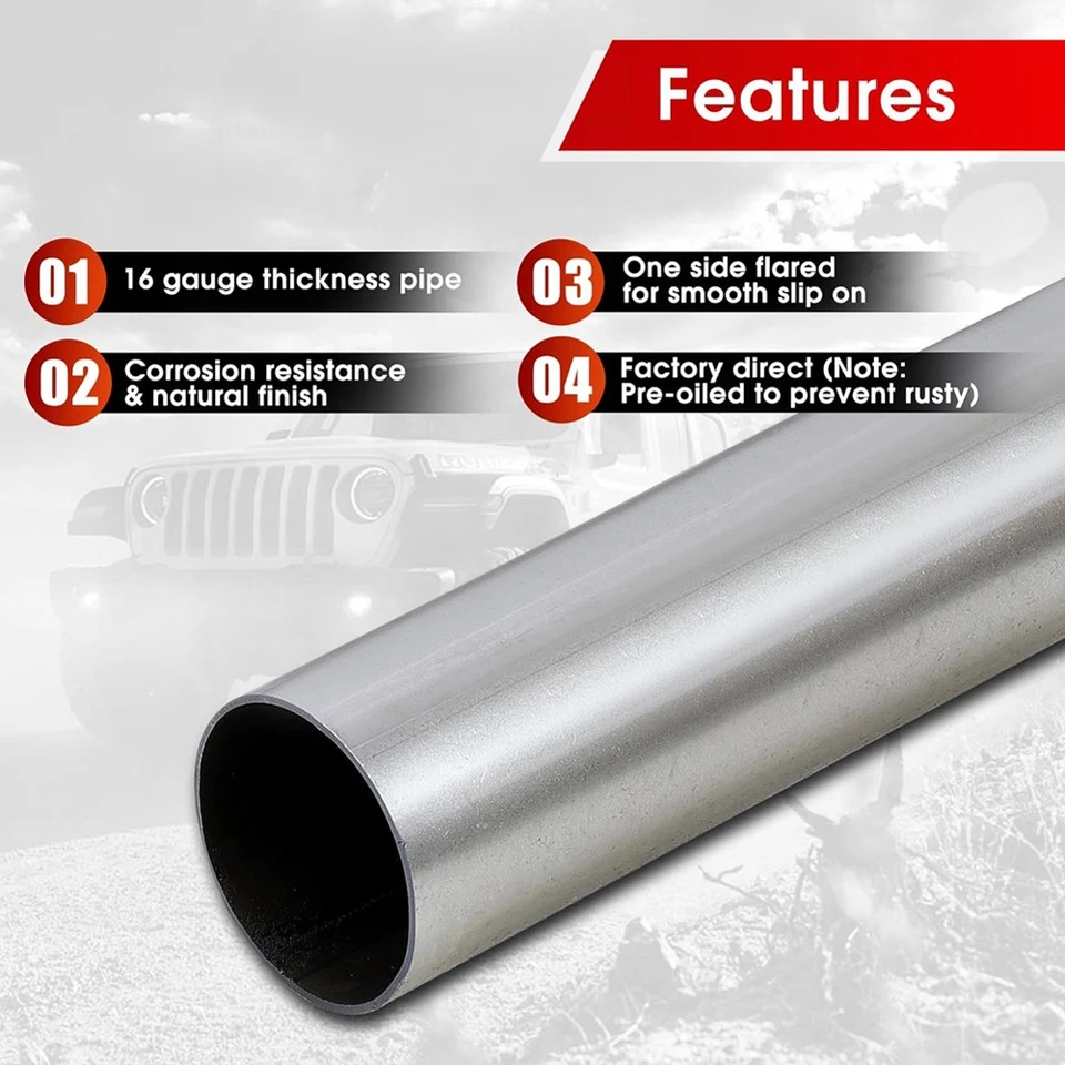 Kit de flexión recta de mandril de tubo de escape de 2,5" de acero inoxidable para Dodge Dakota Foto 2 de 4