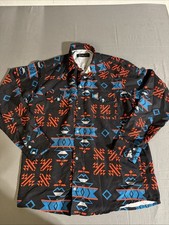 Ariat Mens Western Geometric Print Long Sleeve Snap Button Shirt EX Large