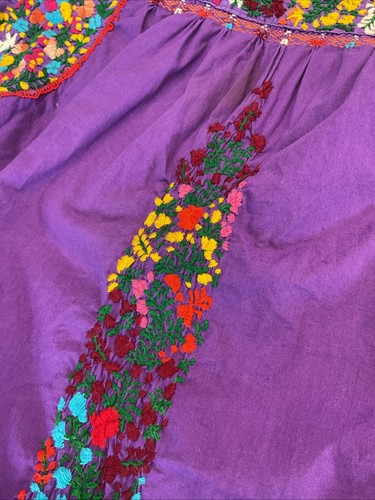 Beautiful Purple embroidered S/M Mexican Patio Dress Beach Summer - Picture 4 of 7