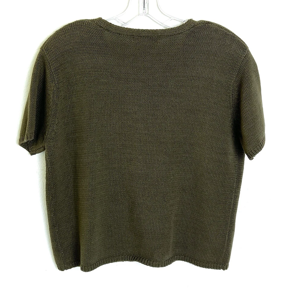 Cárdigan Suéter Grande Verde Botón Frontal Manga Corta Tejido Vintage Rena Rowan Foto 2 de 4