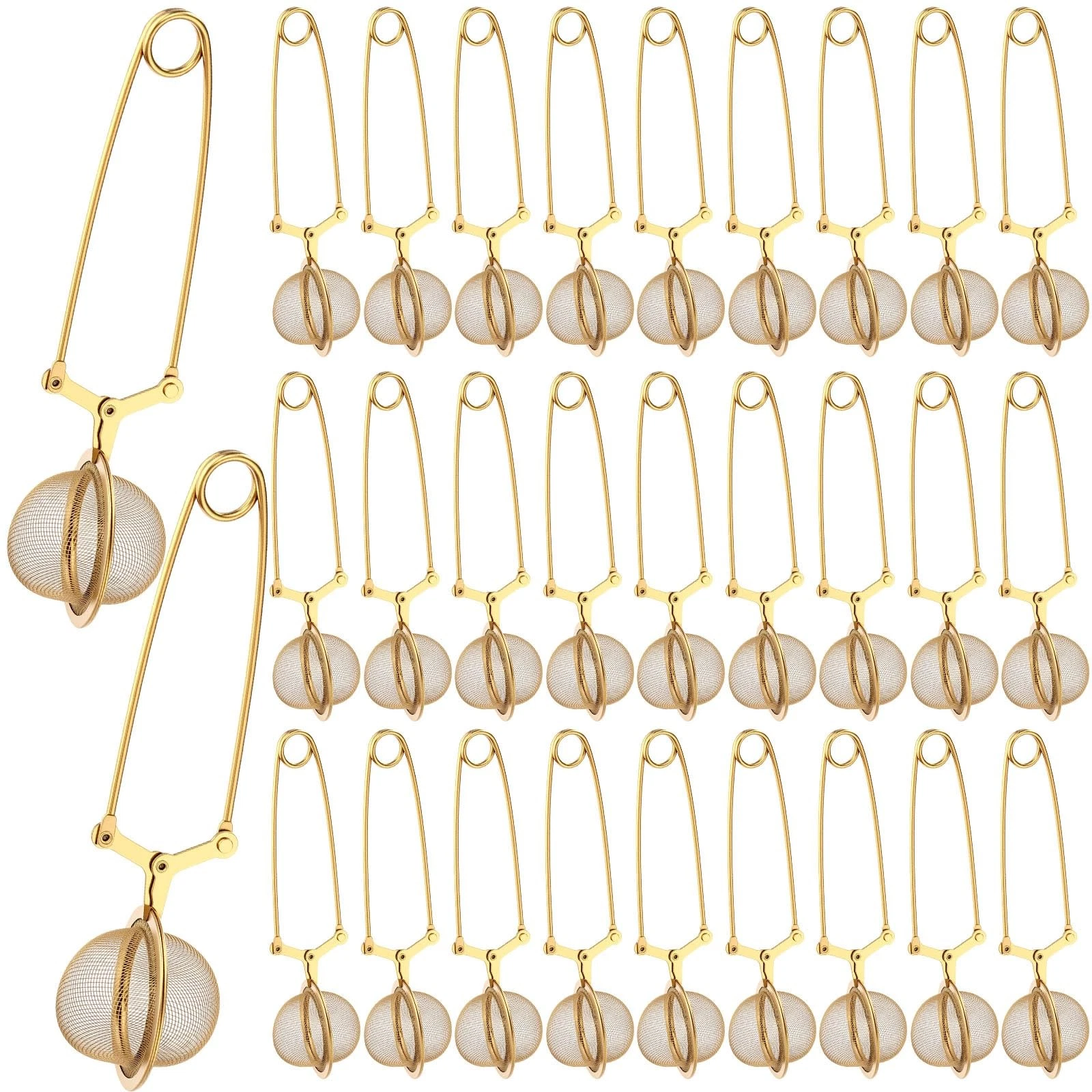 30 Pcs Loose Leaf Tea Infuser Stainless Steel Mesh Snap Tea Ball Strainers wi...