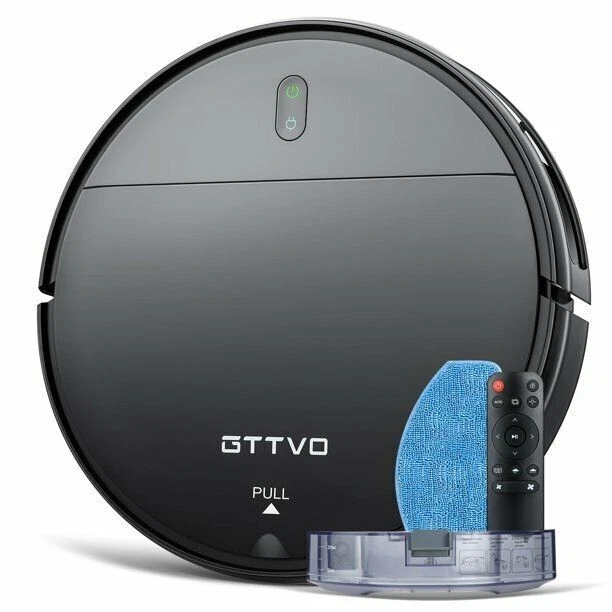 GTTVO Robot Vacuum Cleaner Mop 2 in 1 Mopping Robotic Vacuum Combo BR150 - Black