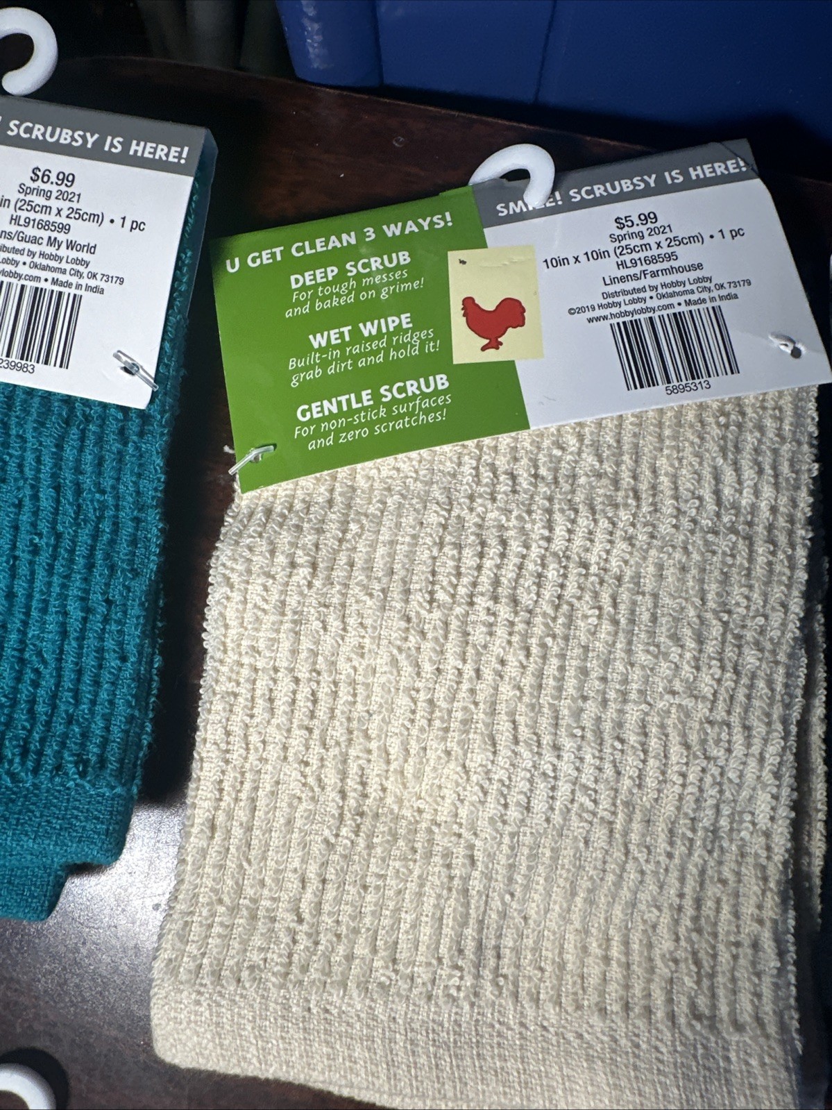 MU Kitchen Scrubsy Dish Cloth Set with Built In Scrubber, Set of 4