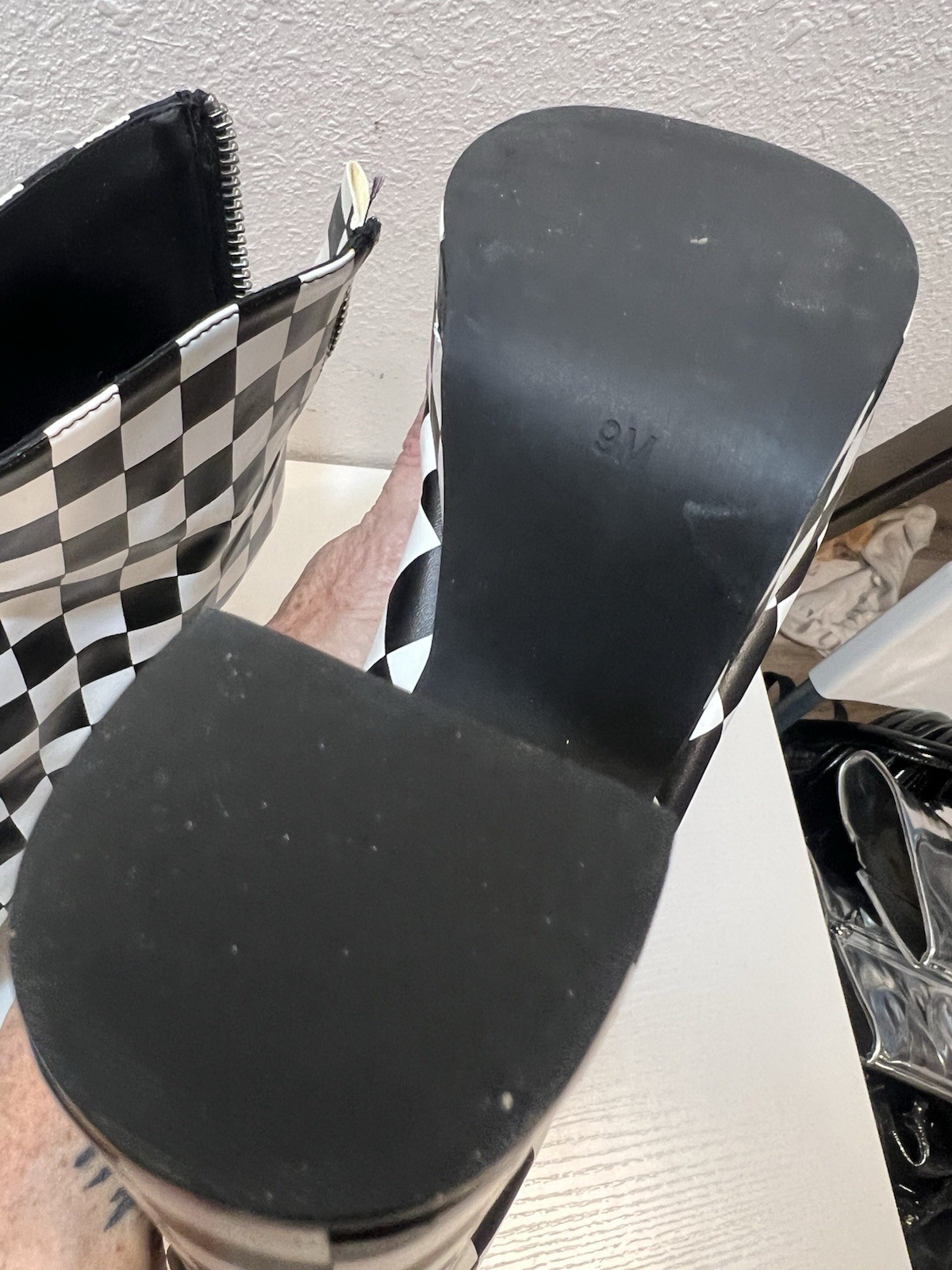 Current Mood Boots 9 Checkered Platform Ankle Boo… - image 18