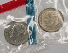 1968 P & D Uncirculated Roosevelt Dime 2 Coins in Cello US Mint Toned