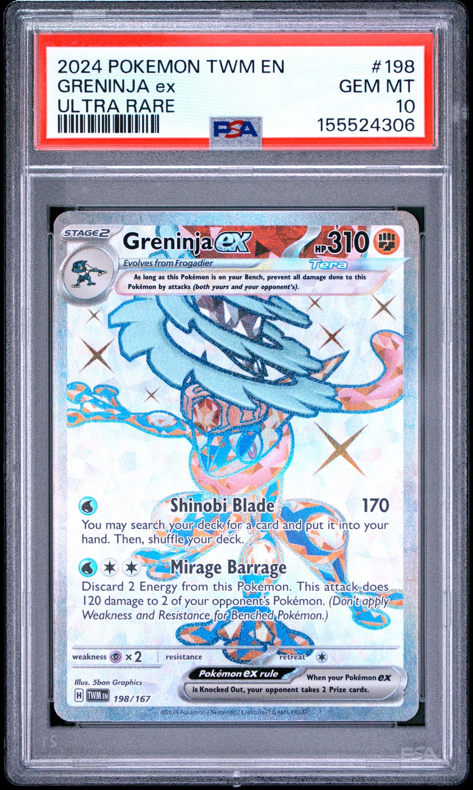 Greninja EX 198/167 Ultra Rare Twm En-twilight Masquerade Pokemon PSA 10