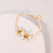 Girls Birthday Gift Pearl Floral Bracelet Bangle Women Freshwater Pearl Jewelry