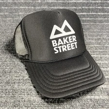 Baker Street Snow Skate Shop Classic Logo Mesh Snapback Trucker Hat Black