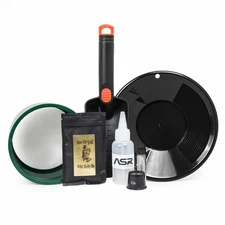 ASR Outdoor 7pc Kids Gold Panning Kit Beginner Equipment with Paydirt - Black