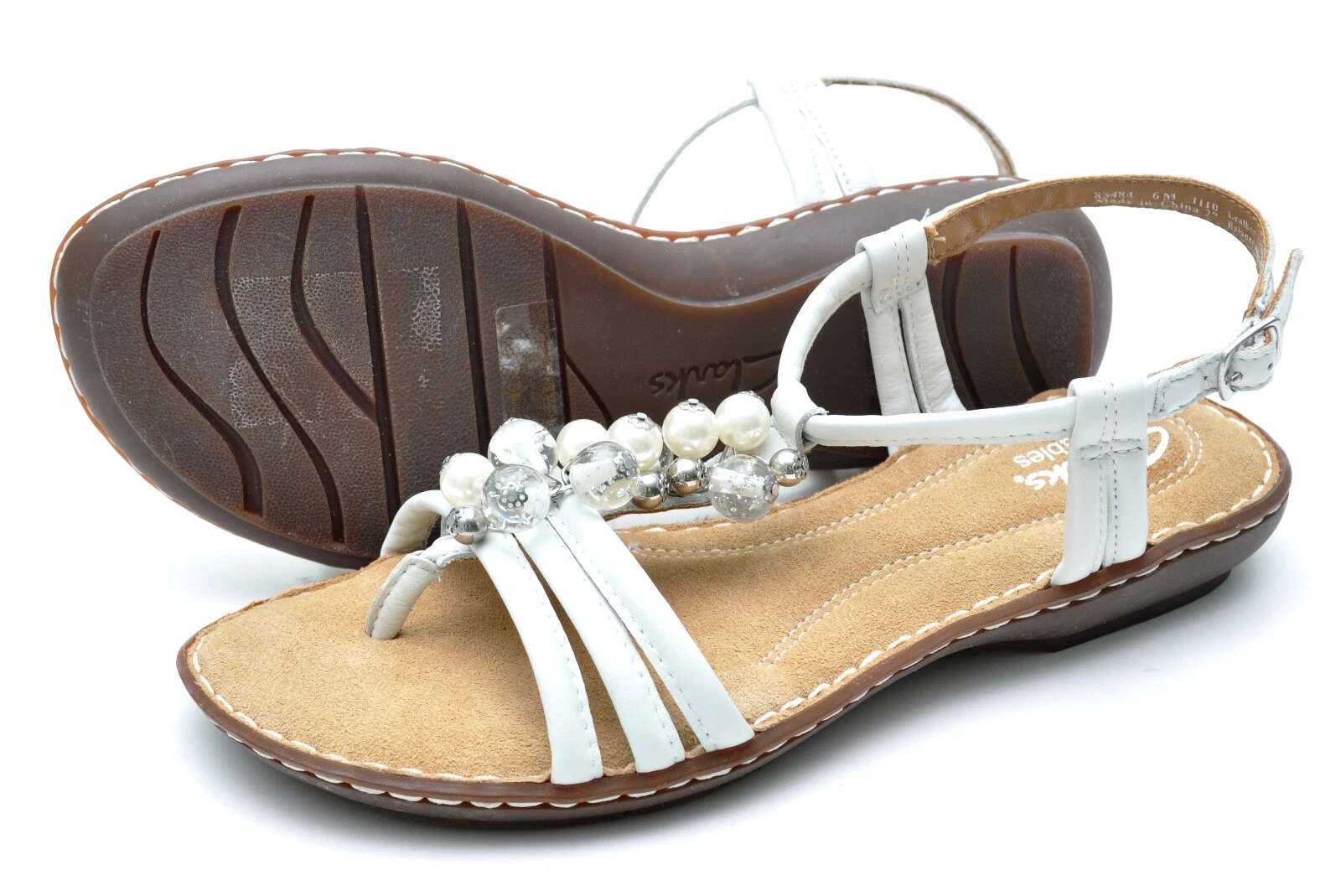 Clarks Bendables BRISK BANGLE sandali bianchi con cinturino donna 6 nuovi