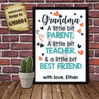 PERSONALISED Grandma A Best Friend Greeting Card Keepsake Print for Granny Nanny