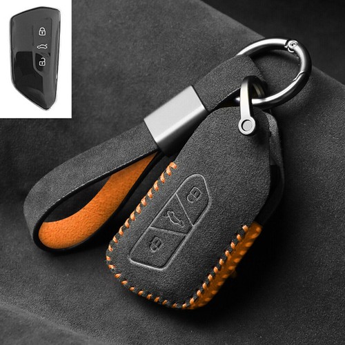 Full Suede Covered Key Fob Remote Protector Holder Cover Case For Volkswagen B - Picture 4 of 9