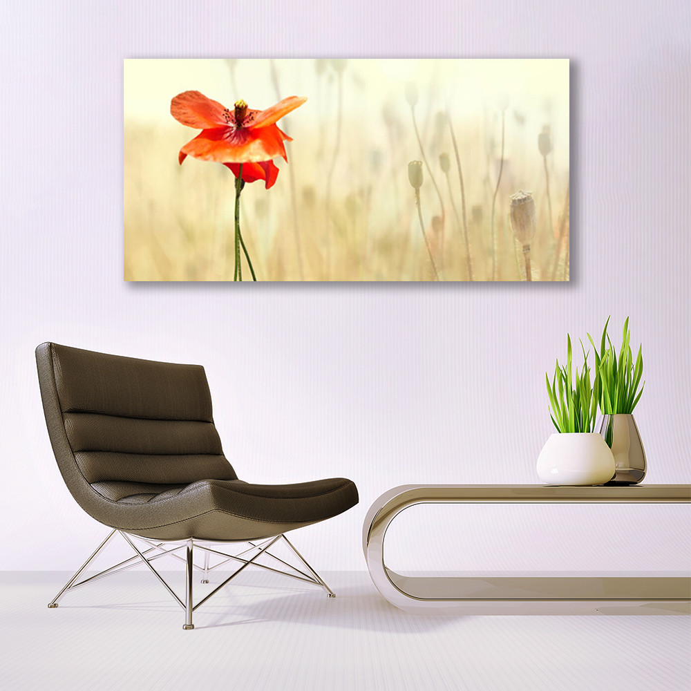 Tableau pavot floral impression sur toile panorama 140x70 cm - 2