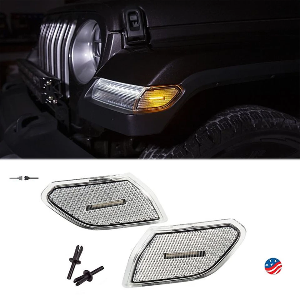 Diode Dynamics Clear LED Sidemarker Lenses For 18-21 Jeep Wrangler