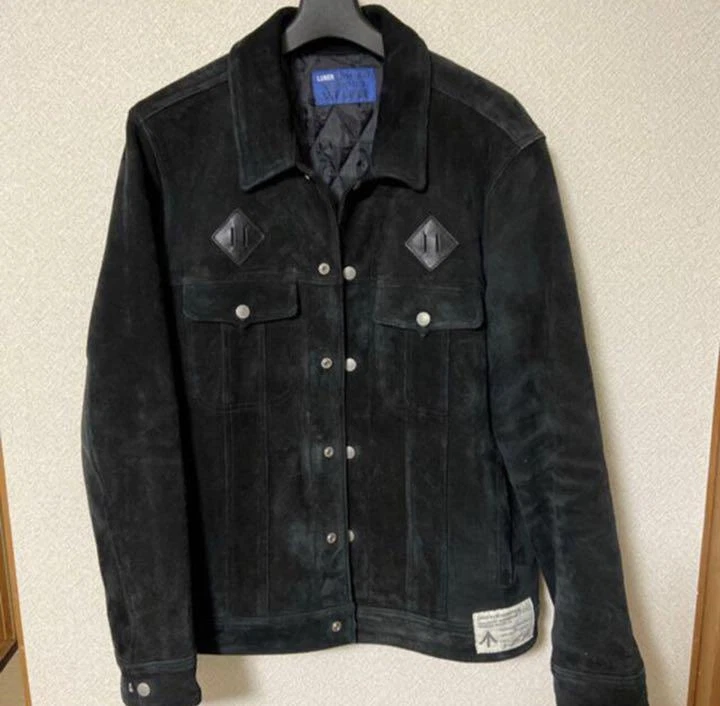 NEIGHBORHOOD Suede Jacket 3rd Black L Goatskin Button Men LUKER BY