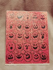 Vintage VTG 2 Sheet Hallmark Stickers Halloween Pumpkin Jack O' Lanterns Glitter