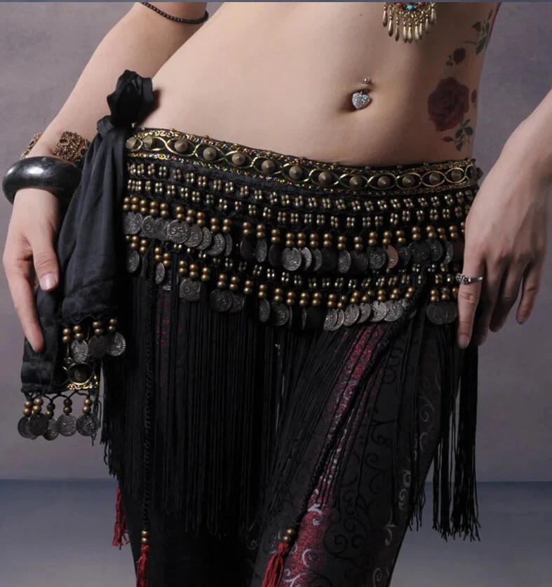 New Belly Dance Hip Scarf Belt Coins Costume Fringe Belt Belly Dance Waist Belt - Image 2 of 4
