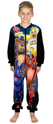 Jungen Five Nights At Freddy's FNAF Kinder Fleece Schlafanzug mit Reißverschluss