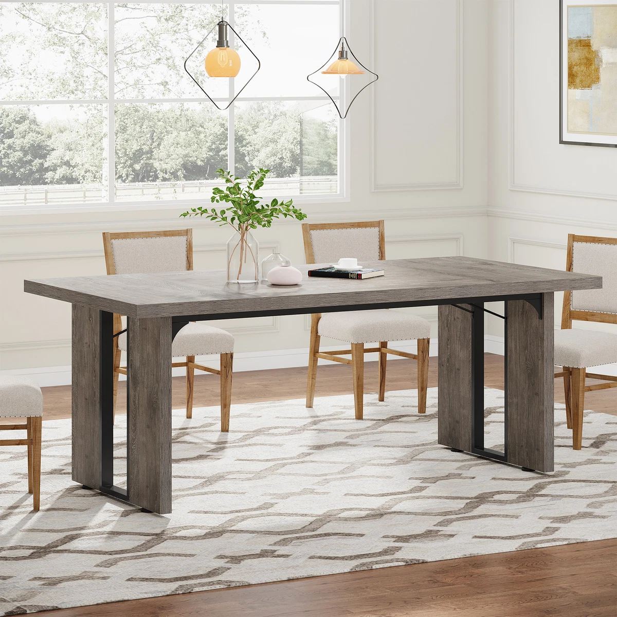 Farmhouse dining table 2025 grey