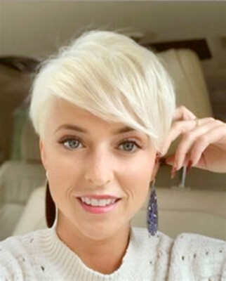 613 Honey Blonde Short Human Hair Wigs With Bang Fashion Pixie Cut Wigs Haircut