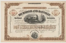 Richmond & Danville Railroad Company Stock Certificate Virginia Brown