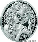 2017 - 1 oz .999 Silver -Silver Shield La Muerte De Dolar -BU  + COA + Capsule