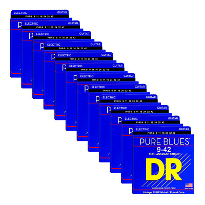 12 SETS DR Strings Pure Blues Electric Guitar Strings Pure Nickel Lite 9-42