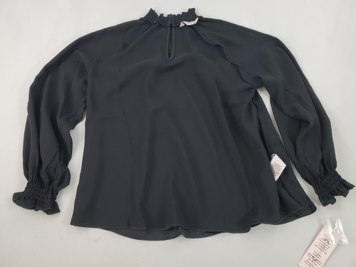 Nanette Lepore women blouse top shirt LW2H19X33 very black polyester S $78 - 第 7/7 張圖片