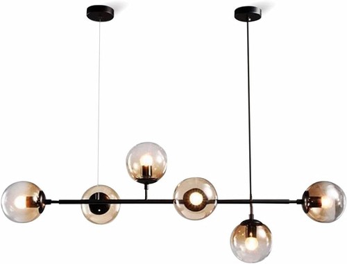 Lampadario a Sospensione Nero oro a 6 sfere fumo Lampadari Moderni per Soggiorno - Foto 14 di 14