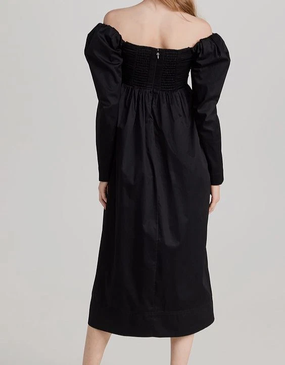 VALENTINO Abito midi donna Aje nero Valentina fiocco a maniche lunghe $575 taglia 10