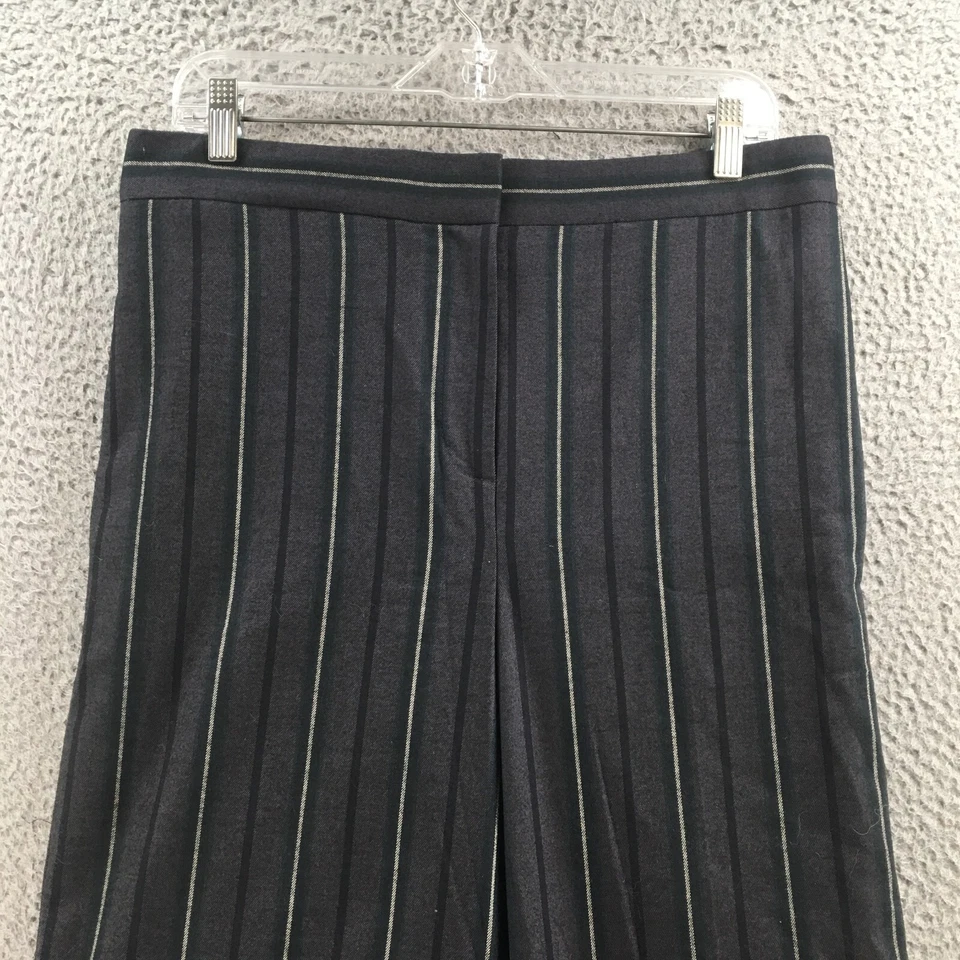 Pantalones Ann Taylor de pierna ancha para mujer 10 grises negros a rayas cremallera tiro alto informales Foto 2 de 4