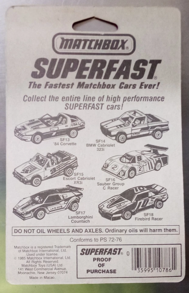 Matchbox Escort Cabriolet XR3i SF15 Ford Superfast Diecast Vintage 1985 NIP - Image 2 of 2