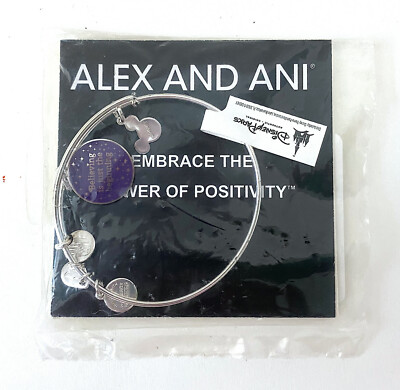 Disney Alex and Ani Believing is Just the Beginning Silver Color Bangle Bracelet