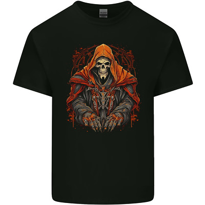 Grim Reaper in mittelalterlichen satanischen Gewändern Kinder T-Shirt Kinder